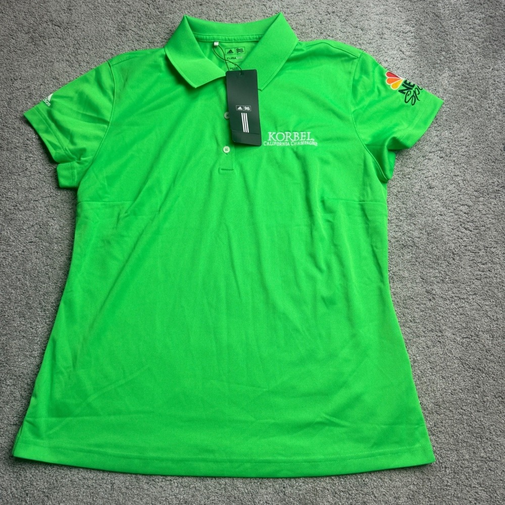 NEW Adidas Women's Large Climalite Short Sleeve Polo Green Korbel Log ABC Sports
